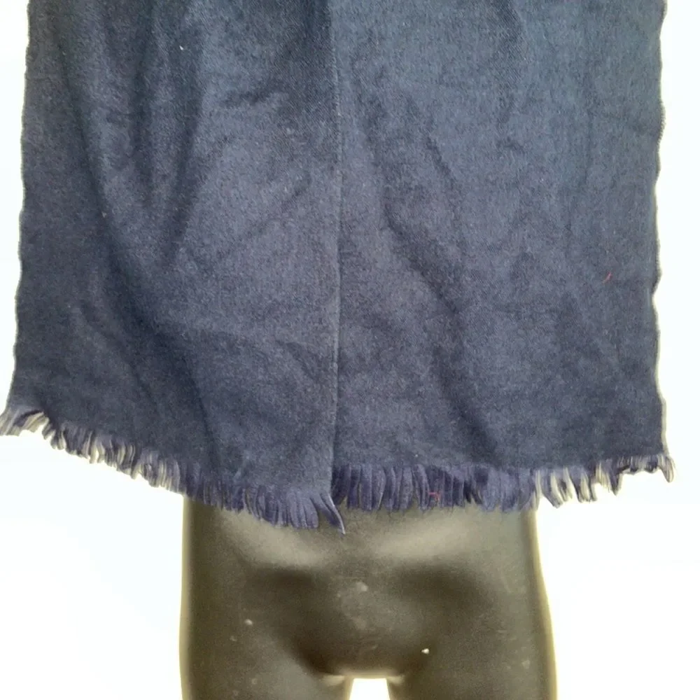 Halston‎ dark navy blue acrylic winter scarf with fringe